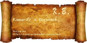 Kamarás Benedek névjegykártya